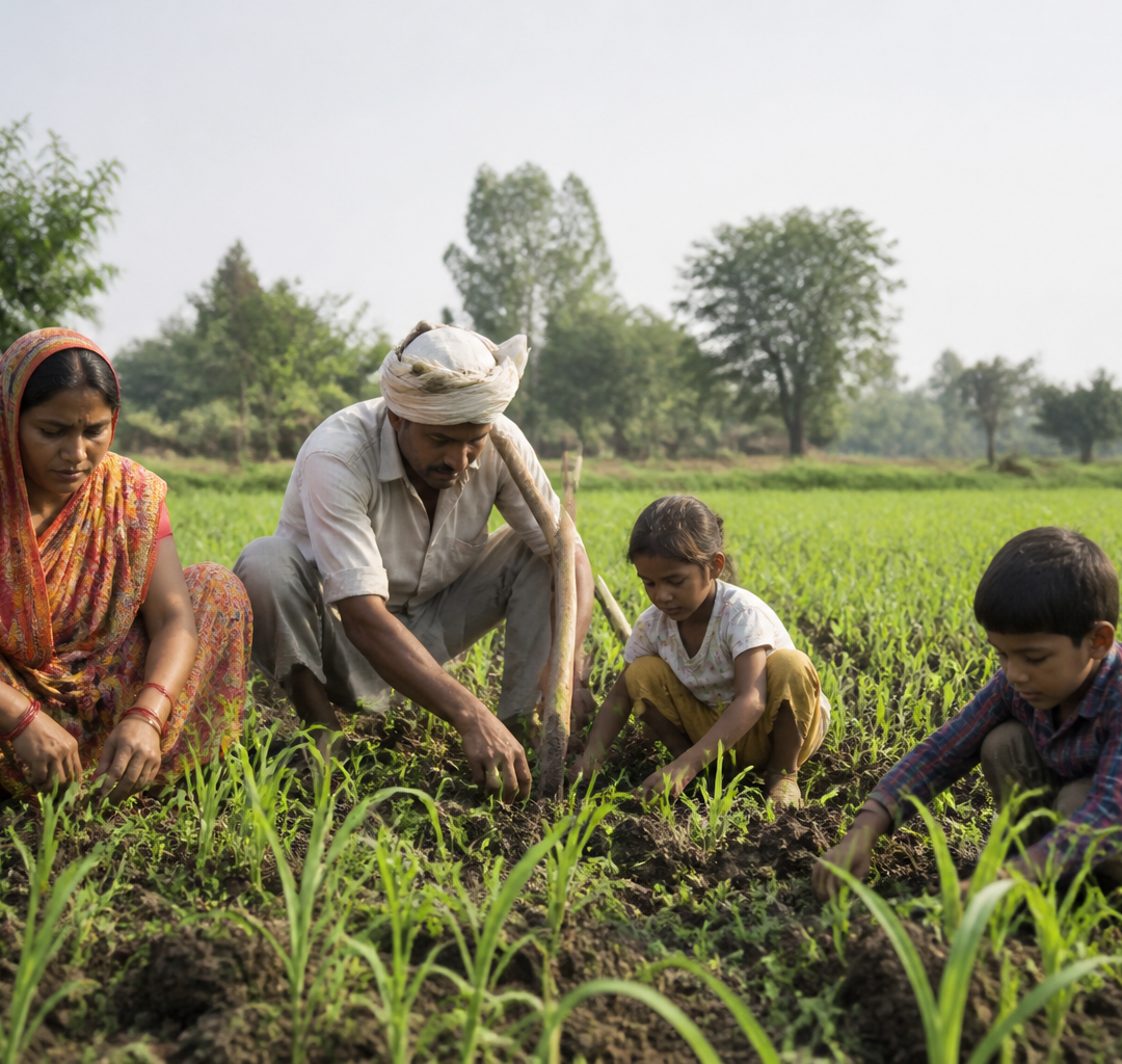 पीएम-किसान से जुड़े भूमिधारक किसान परिवार का खेत