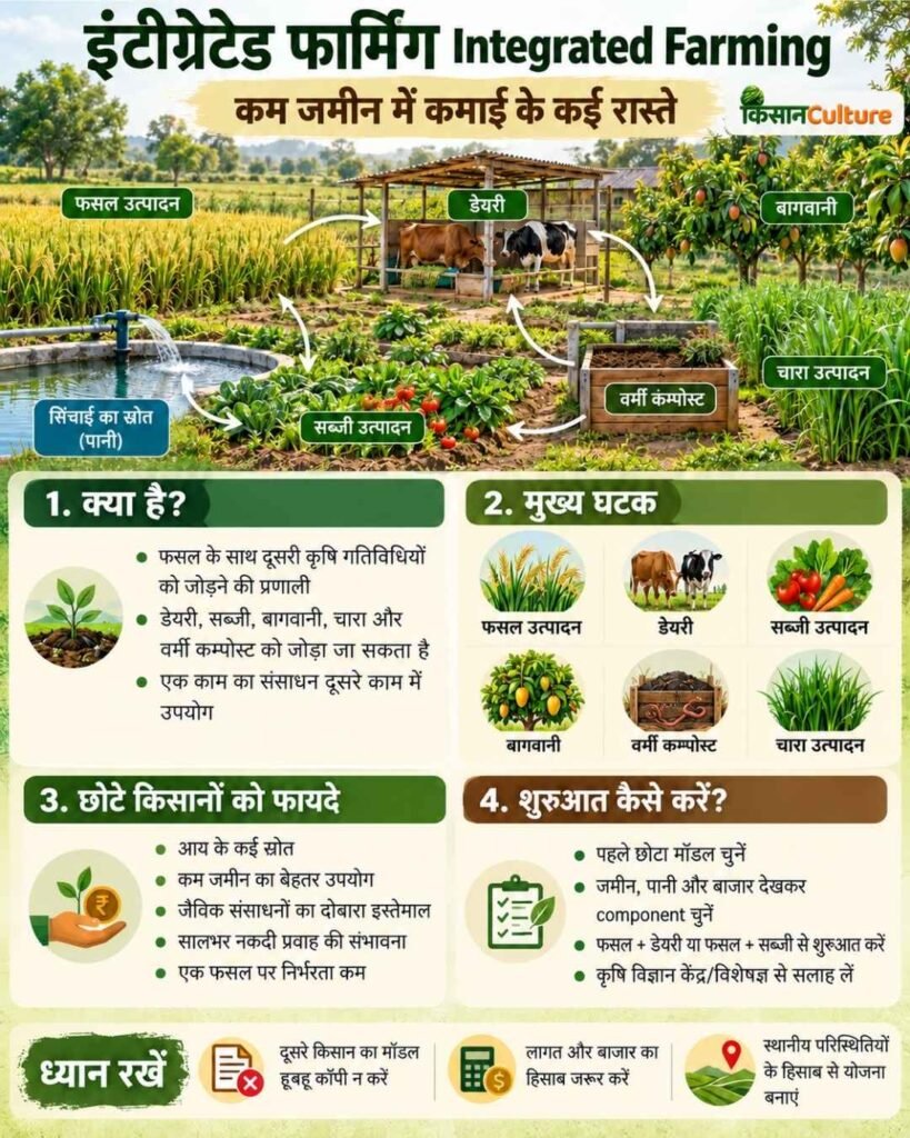 इंटीग्रेटेड फार्मिंग Integrated Farming के मुख्य घटक, फायदे और छोटे किसानों के लिए शुरुआत की जानकारी